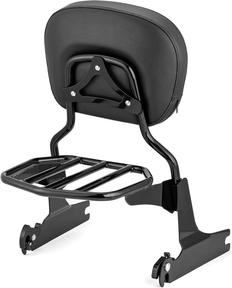 Wsays Passenger Backrest Sissy Bar and Luggage Rack Fit 200mm Fender (Large Pad) Compatible with Harley Softail Fat Boy Night Train Cross Bones Springer Custom 2006-UP Gloss Black - Image 5